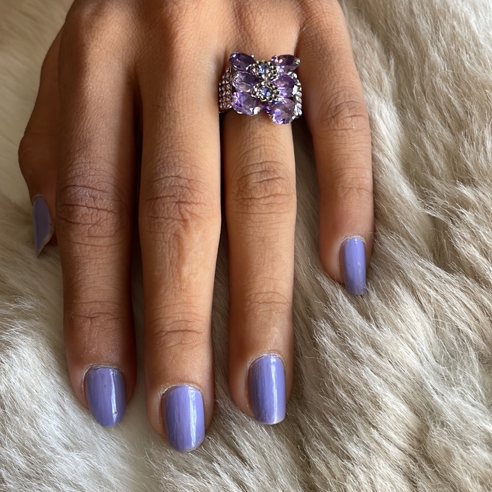 Lavender Gem Butterfly Adjustable Ring - Picture 2 of 8
